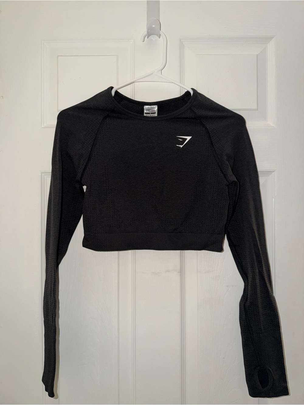 Gymshark Black Long-Sleeve Cropped Athletic Top